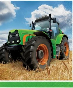 Creative Converting Kids Birthday Party Themes Tractor Time Beverage Napkins, 16 Ct