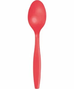 Creative Converting Coral Plastic Spoons, 24 Ct