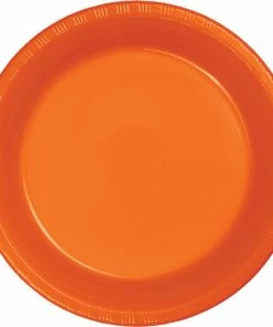Creative Converting Solid Color Tableware Sunkissed Orange Plastic Dessert Plates, 20 Ct