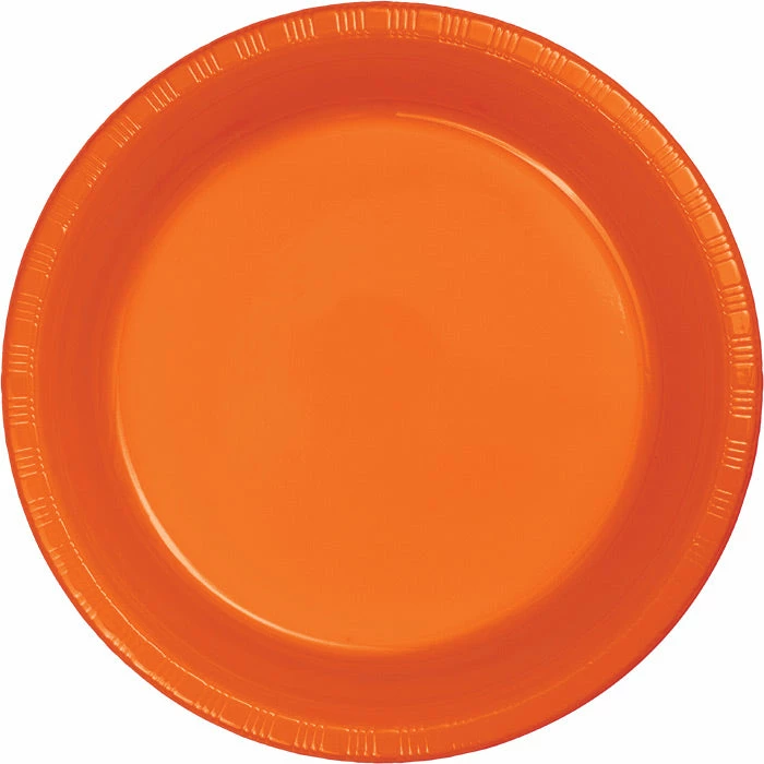 Creative Converting Solid Color Tableware Sunkissed Orange Plastic Banquet Plates, 20 Ct