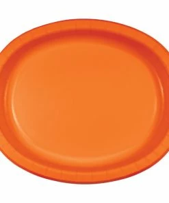 Creative Converting Sunkissed Orange Oval Platter 10" X 12", 8 Ct Solid Color Tableware