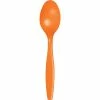 Creative Converting Sunkissed Orange Plastic Spoons, 24 Ct Solid Color Tableware