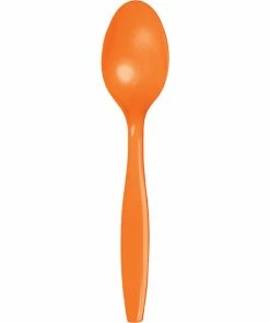Creative Converting Sunkissed Orange Plastic Spoons, 24 Ct Solid Color Tableware