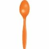 Creative Converting Sunkissed Orange Plastic Spoons, 50 Ct Solid Color Tableware