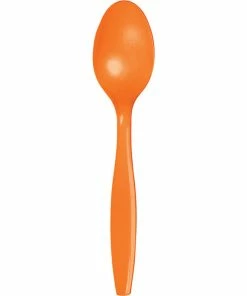 Creative Converting Sunkissed Orange Plastic Spoons, 50 Ct Solid Color Tableware