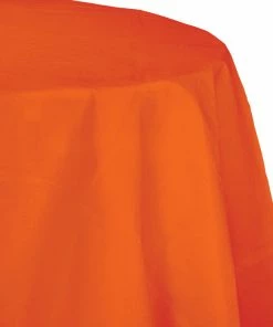 Creative Converting Sunkissed Orange Tablecover, Octy Round 82" Polylined Tissue Solid Color Tableware