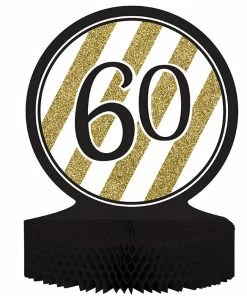 Creative Converting Black And Gold 60th Birthday Centerpiece