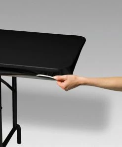 Creative Converting Solid Color Tableware Stay Put Tablecover Black, 30" X 96"