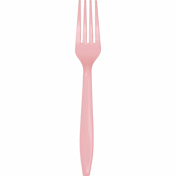 Creative Converting Solid Color Tableware Classic Pink Plastic Forks, 24 Ct
