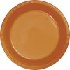 Creative Converting Solid Color Tableware Pumpkin Spice Orange Plastic Banquet Plates, 20 Ct