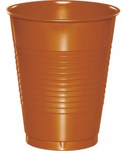 Creative Converting Solid Color Tableware Pumpkin Spice Orange 16 Oz Plastic Cups, 20 Ct