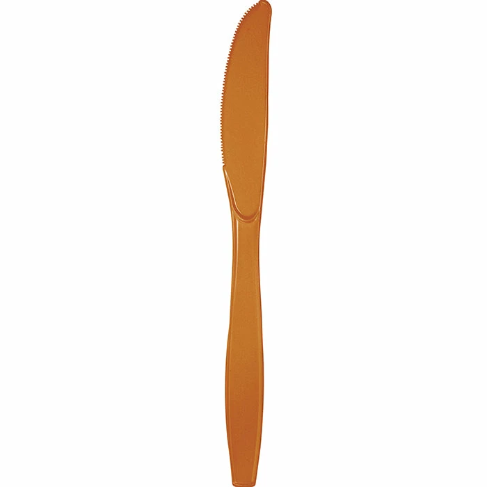 Creative Converting Pumpkin Spice Orange Plastic Knives, 24 Ct