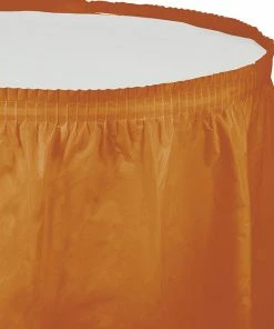 Creative Converting Solid Color Tableware Pumpkin Spice Plastic Tableskirt, 14' X 29"