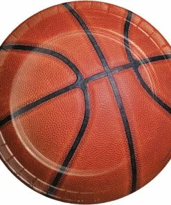 Creative Converting Basketball Dessert Plates, 8 Ct Basketball Party Decorations