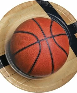 Creative Converting Basketball Paper Plates, 8 Ct Basketball Party Decorations