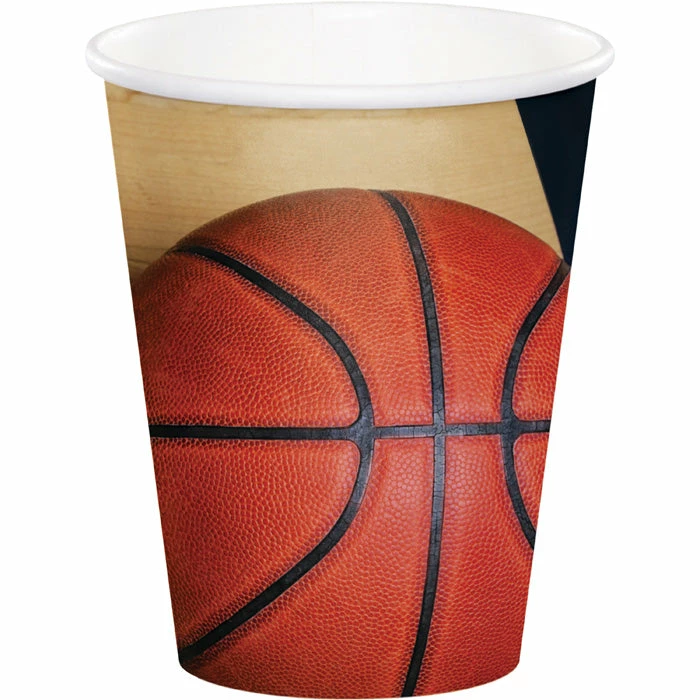 Creative Converting Basketball Party Decorations Sports Fanatic Basketball Hot/Cold Paper Paper Cups 9 Oz., 8 Ct