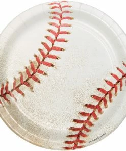 Creative Converting Baseball Dessert Plates, 8 Ct Baseball Party Decorations