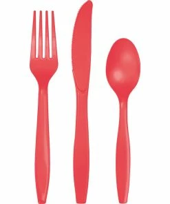 Creative Converting Coral Assorted Plastic Cutlery, 24 Ct