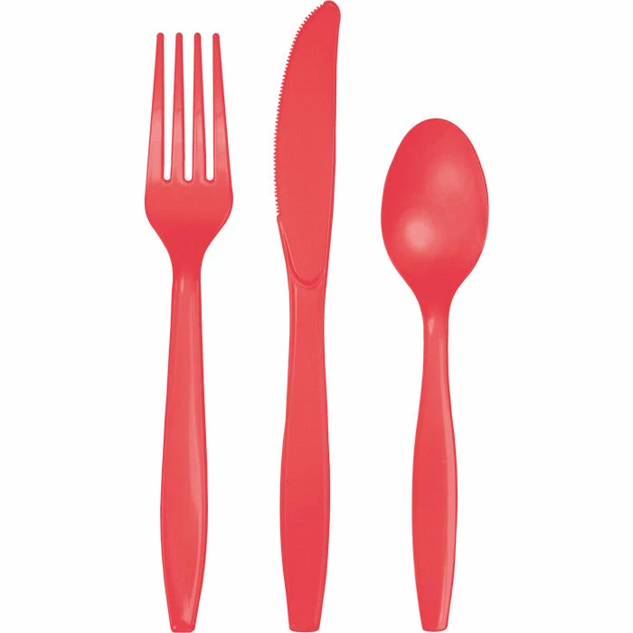 Creative Converting Coral Assorted Plastic Cutlery, 24 Ct
