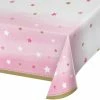 Creative Converting 1st Birthday Party Themes One Little Star - Girl Plastic Tablecover All Over Print, 54" X 102"