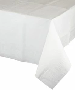 Creative Converting White Tablecover 54"X 108" Polylined Tissue Solid Color Tableware