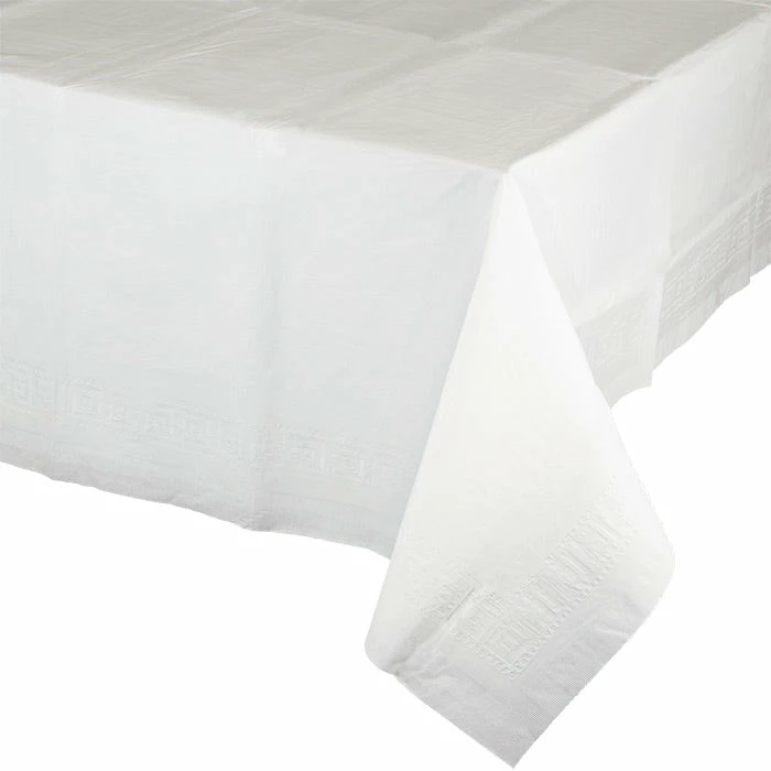 Creative Converting White Tablecover 54"X 108" Polylined Tissue Solid Color Tableware