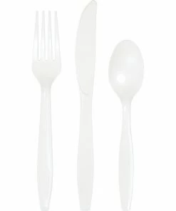Creative Converting Solid Color Tableware White Prem Cutlery Ast, 24 Ct