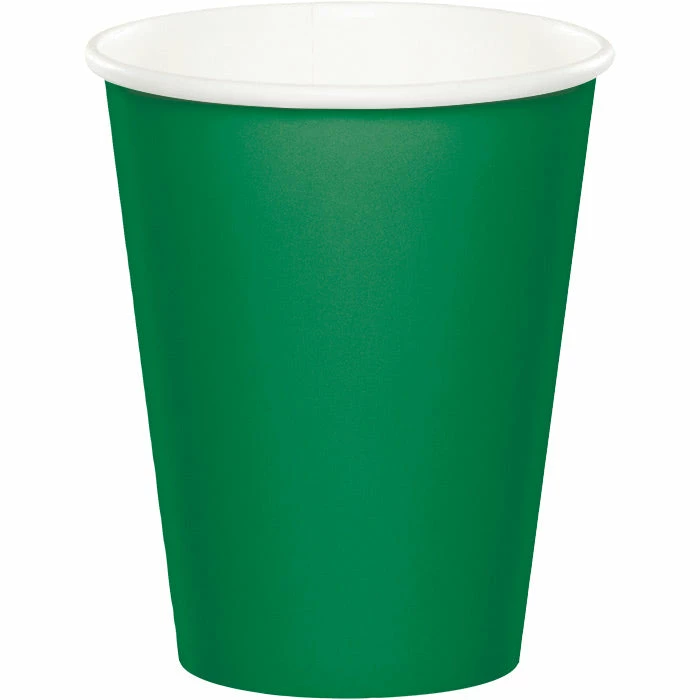Creative Converting Solid Color Tableware Emerald Green Hot/Cold Paper Cups 9 Oz., 24 Ct