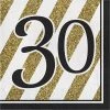 Creative Converting Adult Birthday Party Themes Black And Gold 30th Birthday Napkins, 16 Ct