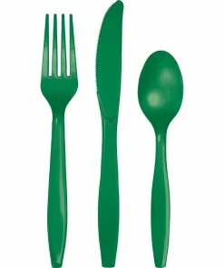 Creative Converting Emerald Green Assorted Plastic Cutlery, 24 Ct
