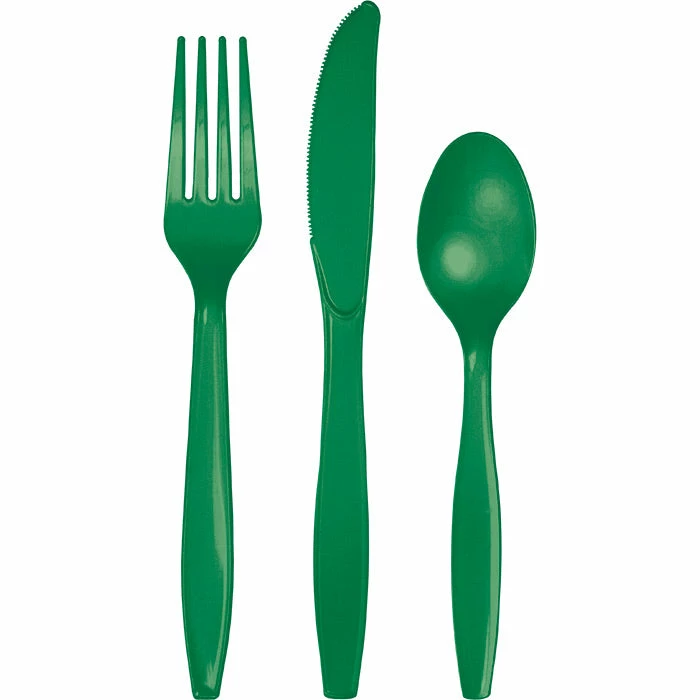 Creative Converting Emerald Green Assorted Plastic Cutlery, 24 Ct