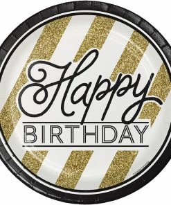 Creative Converting Black And Gold Paper Plates, 8 Ct Adult Birthday Party Themes