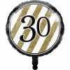 Creative Converting Adult Birthday Party Themes Black & Gold Metallic Balloon 18", '30