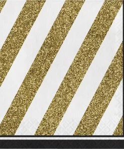 Creative Converting Black And Gold Napkins, 16 Ct