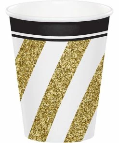 Creative Converting Black & Gold Hot/Cold Paper Cups 9 Oz., 8 Ct Adult Birthday Party Themes
