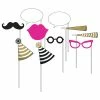 Creative Converting Black And Gold Photo Booth Props, 10 Ct