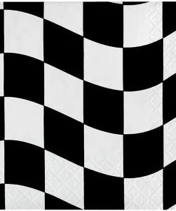 Creative Converting Black And White Check Beverage Napkins, 18 Ct Racing Theme Party Decorations
