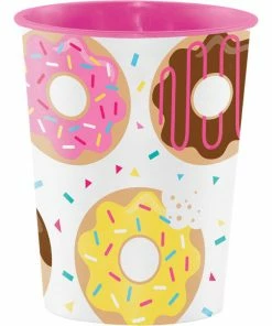 Creative Converting Donut Time Plastic Keepsake Cup 16 Oz. Kids Birthday Party Themes
