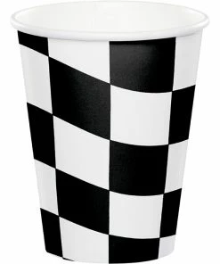 Creative Converting Black & White Check Hot/Cold Paper Cups 9 Oz., 8 Ct