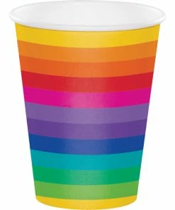 Creative Converting Kids Birthday Party Themes Rainbow Hot/Cold Paper Paper Cups 12 Oz., 8 Ct