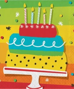 Creative Converting Rainbow Cake Napkins, 16 Ct Adult Birthday Party Themes