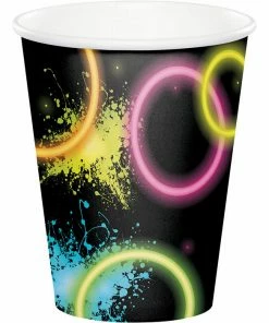 Creative Converting Kids Birthday Party Themes Glow Party Hot/Cold Paper Cups 9 Oz., 8 Ct