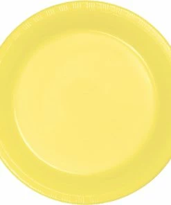 Creative Converting Solid Color Tableware Mimosa Yellow Plastic Banquet Plates, 20 Ct