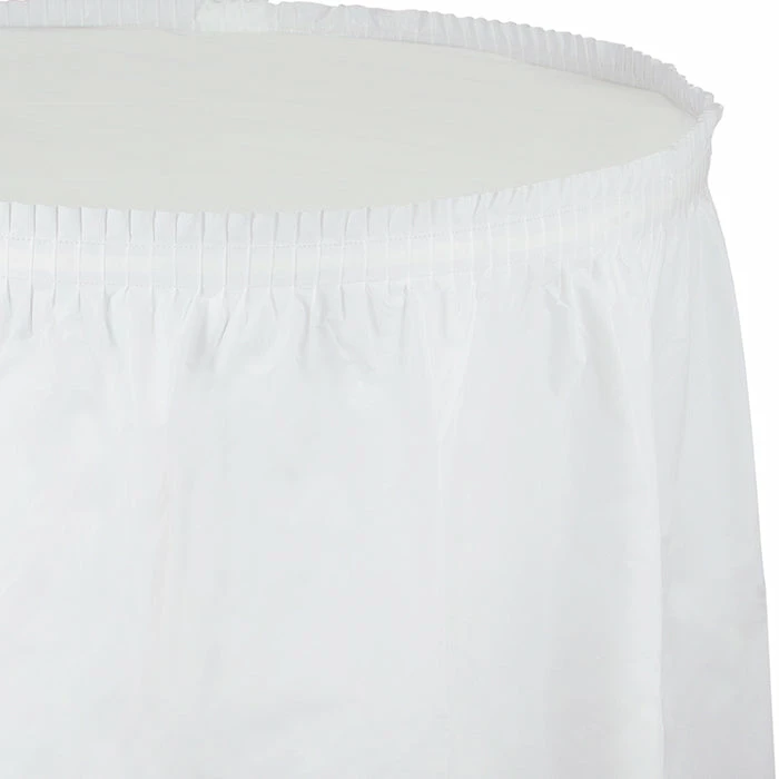 Creative Converting Solid Color Tableware White Plastic Tableskirt, 21.5' X 29"