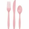 Creative Converting Classic Pink Assorted Plastic Cutlery, 24 Ct Solid Color Tableware
