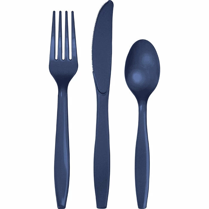 Creative Converting Navy Assorted Plastic Cutlery, 24 Ct