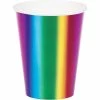 Creative Converting Rainbow Foil Hot/Cold Paper Cups 9 Oz., Rainbow Foil, 8 Ct