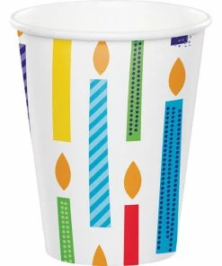 Creative Converting Bright Birthday Hot/Cold Paper Cups 9 Oz., 8 Ct