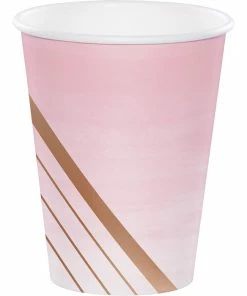 Creative Converting Rose' All Day Hot/Cold Paper Paper Cups 12 Oz., Foil, 8 Ct