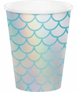 Creative Converting Mermaid Shine Hot/Cold Paper Cups 9 Oz., Foil, 8 Ct Kids Birthday Party Themes